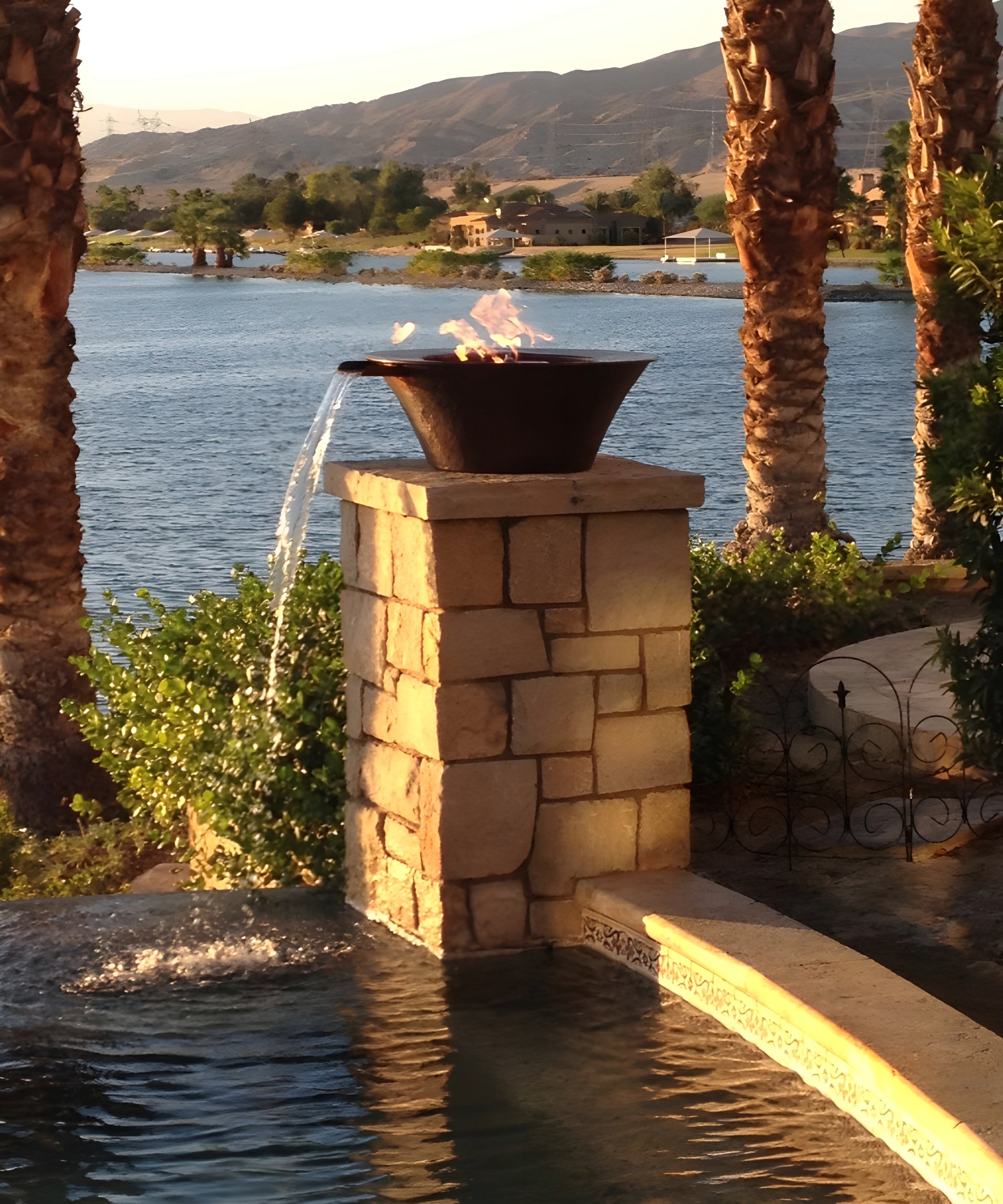 Cazo Fire & Water Bowl | Hammered Patina Copper