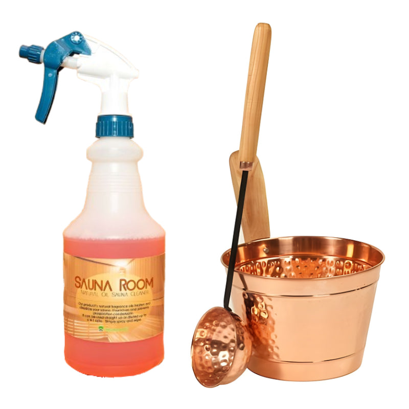 Copper Sauna Bucket & Cleaner Set