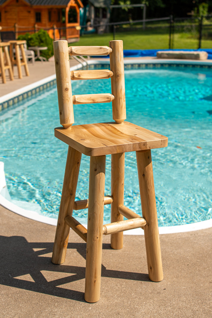 Clear Coated Stool for Tiki Bar