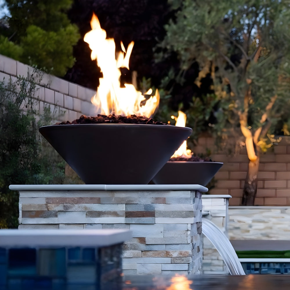 Cazo Fire Bowl – Round GFRC Outdoor Gas Fire Pit