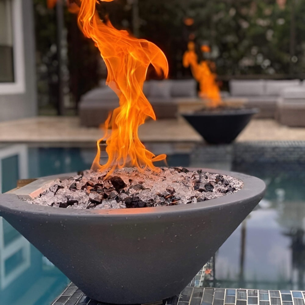 Cazo Fire Bowl – Round GFRC Outdoor Gas Fire Pit