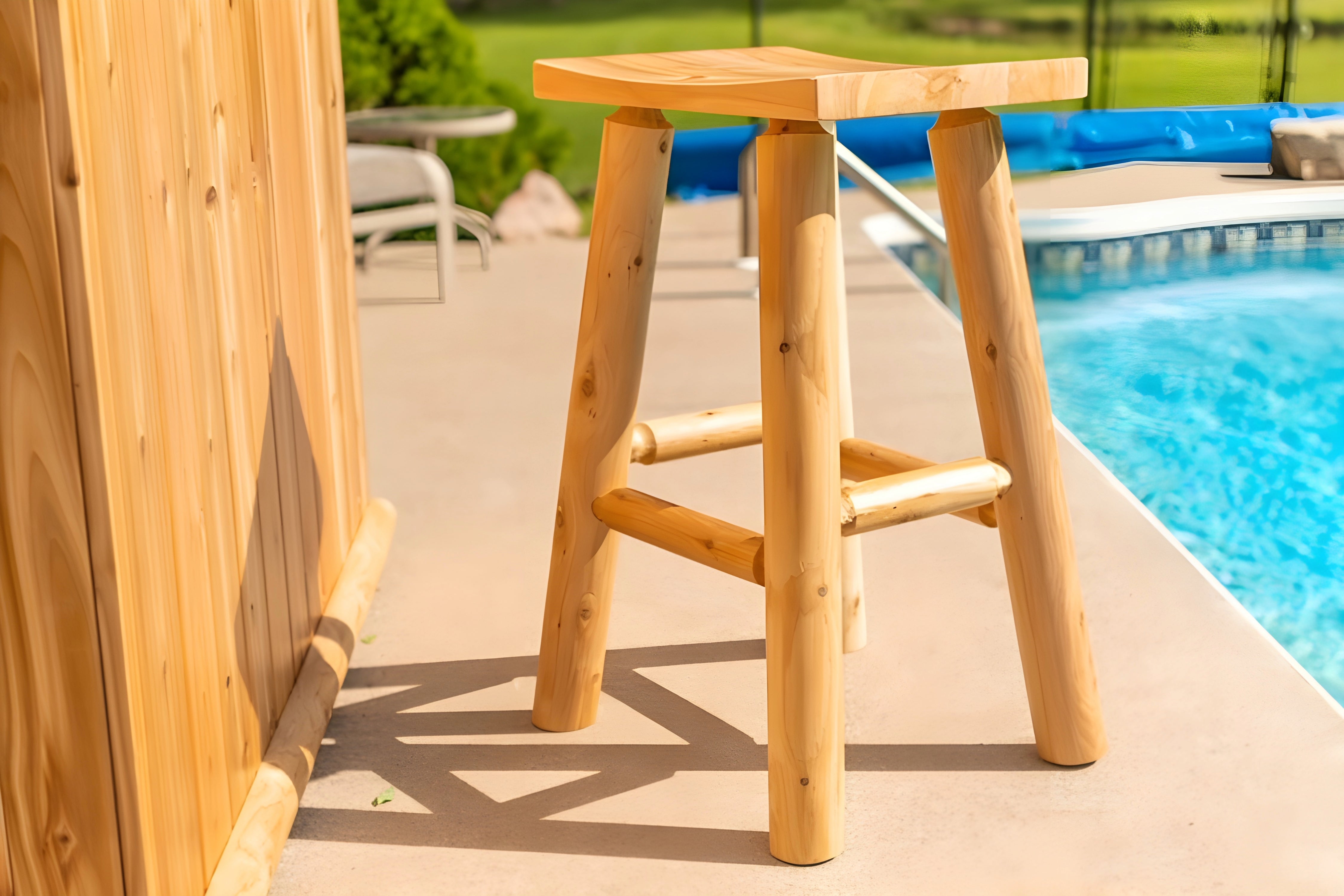Clear Coated Stool for Tiki Bar