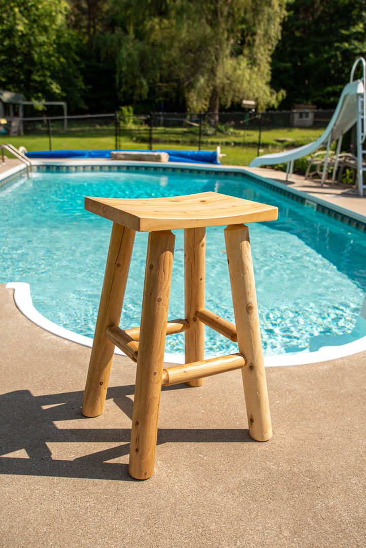 Clear Coated Stool for Tiki Bar