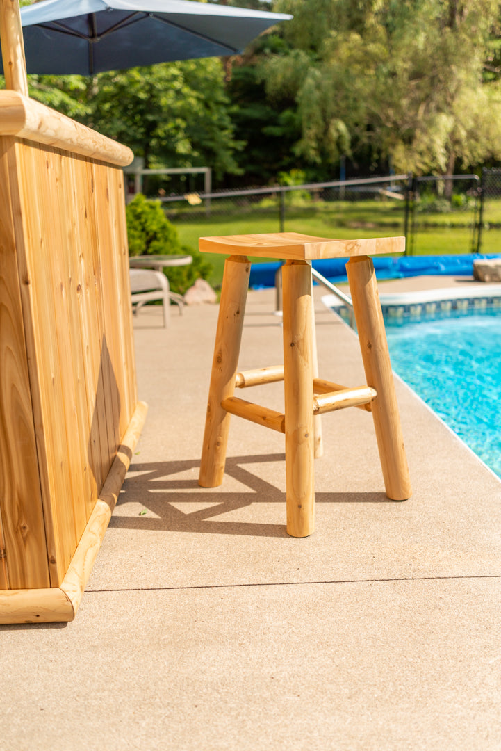 Clear Coated Stool for Tiki Bar