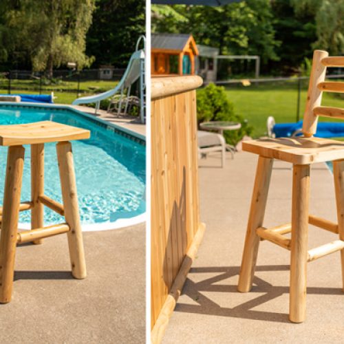 Clear Coated Stool for Tiki Bar